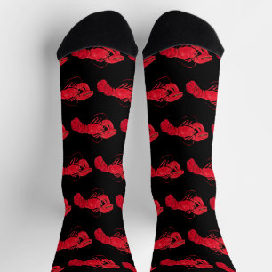 Vintage Marsden Hartley Red Lobster on Black Art Socks