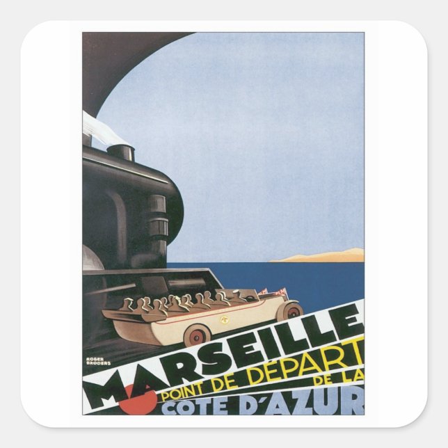 Vintage Marseille Cote D'azur Square Sticker (Front)