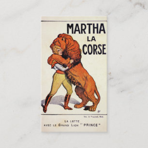 Vintage Martha La Corse Lion Tamer Business Card