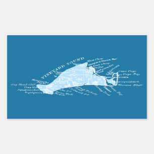 Vintage Martha's Vineyard, light blue + white Rectangular Sticker
