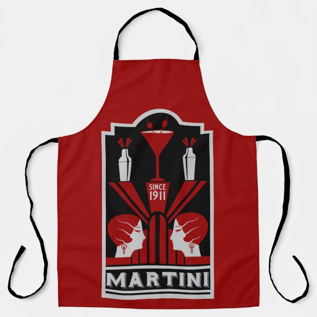 Vintage Martini Art Deco Apron (Front)