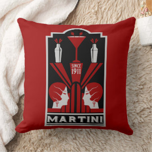 Vintage Martini Art Deco Cushion