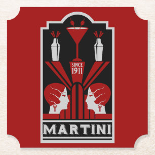 Vintage Martini Art Deco Paper Coaster