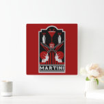 Vintage Martini Art Deco Square Wall Clock<br><div class="desc">Vintage Martini Art Deco. © Copyright HGIFY | HGI Stores Only. All Rights Reserved. Original Professional Art Work. Great as wall decor, bar decor or as a gift.</div>