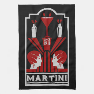 Vintage Martini Art Deco Tea Towel