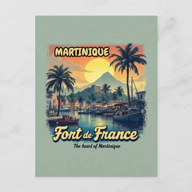 Vintage Martinique Fort-de-France Postcard (Front)