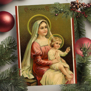 Vintage Mary And Child Jesus Custom Christmas Holiday Card