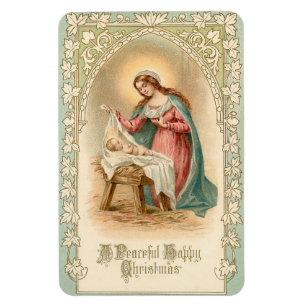 Vintage Mary And Jesus Flexible Christmas Magnet