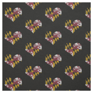 Vintage Maryland Flag Hearts Fabric