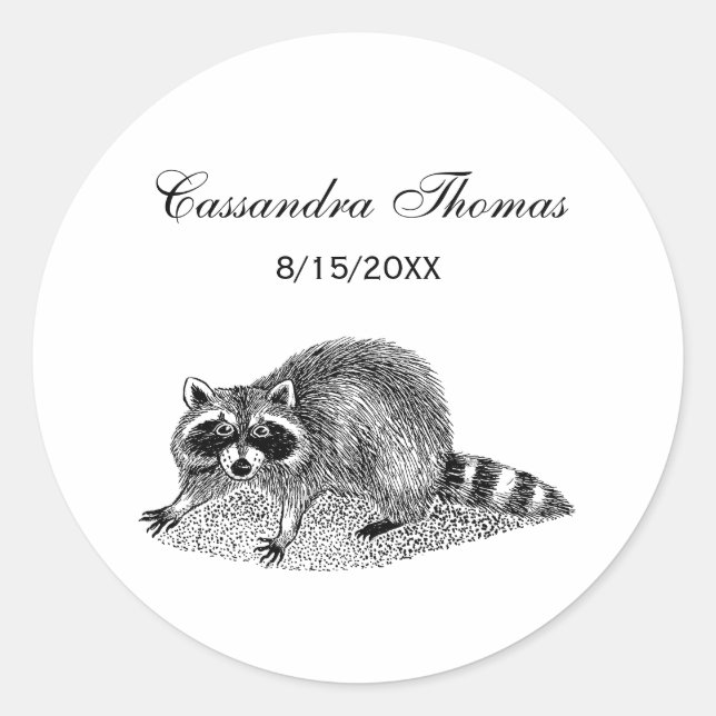 Vintage Masked Racoon Classic Round Sticker (Front)