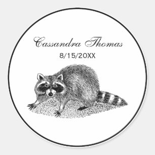 Vintage Masked Racoon Classic Round Sticker