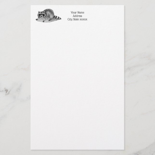 Vintage Masked Racoon Stationery (Front)