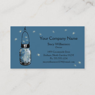 Vintage Mason Jar & Fireflies Business Card