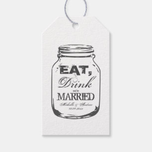 Vintage mason jar gift tags for wedding favours