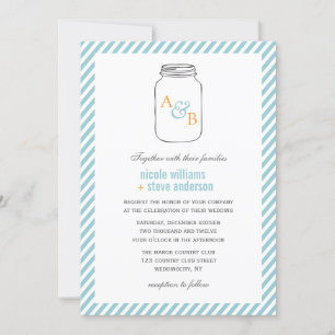 Vintage Mason Jar Monogram Wedding Invitations