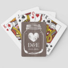 Vintage mason jar playing cards wedding favour