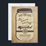 vintage mason jar rustic save the date<br><div class="desc">rustic save the date card with vintage typography mason jar design.</div>