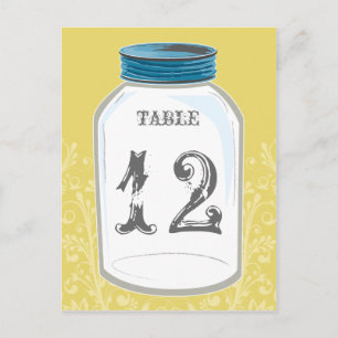 Vintage Mason Jar Table Number Card