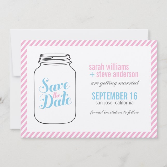 Vintage Mason Jar Wedding Save the Date Invitation (Front)