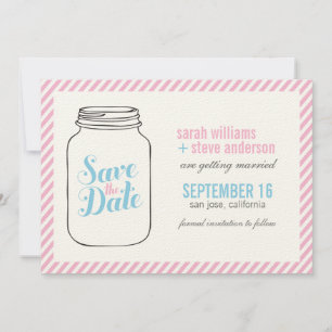 Vintage Mason Jar Wedding Save the Date Invitation