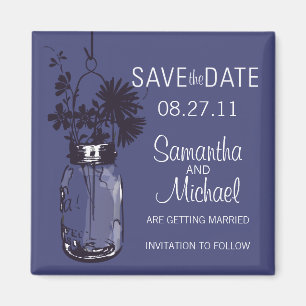 Vintage Mason Jar & Wild FlowersSave the Date Magnet
