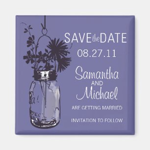 Vintage Mason Jar & Wild FlowersSave the Date Magnet