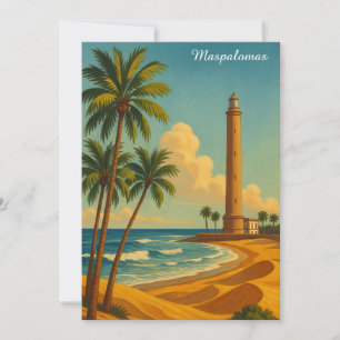 Vintage Maspalomas Meloneras Beach Gran Canaria Card