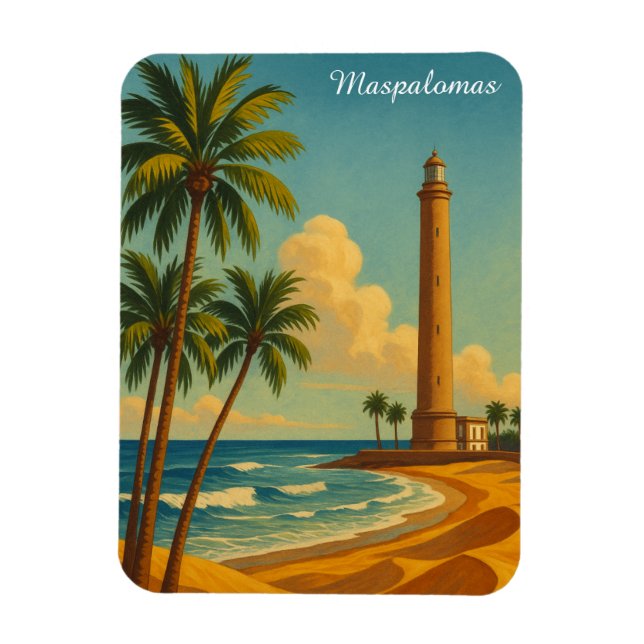 Vintage Maspalomas Meloneras Beach Gran Canaria Magnet (Vertical)