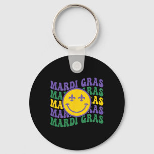 Vintage Masquerade Mardi Gras Groovy Beads Parade Key Ring