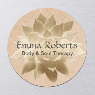 Vintage Massage Therapy Elegant Gold Lotus Classic Round Sticker