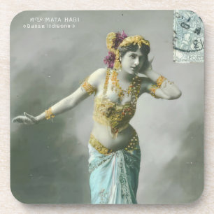 Vintage Mata Hari Postcard Coaster