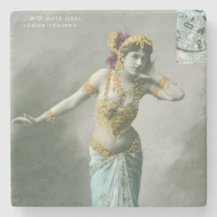 Vintage Mata Hari Postcard Stone Coaster
