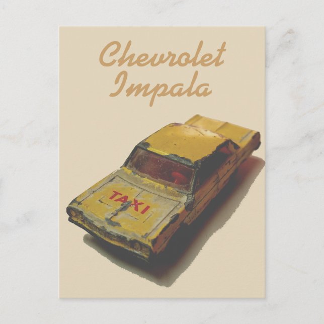 Vintage MatchBox Yellow Cab Postcard (Front)