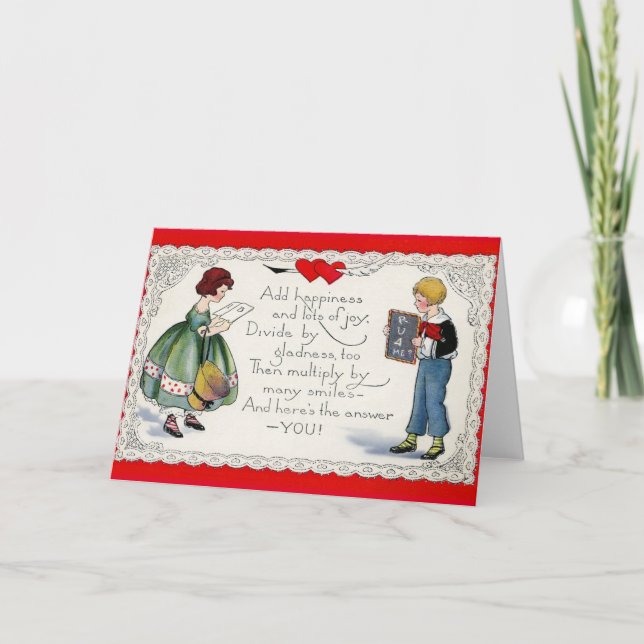Vintage Math Equation Valentine's Day Card (Front)