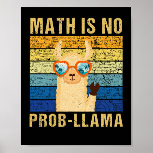 Vintage Math is No Prob Llama Math Llama Teacher Poster