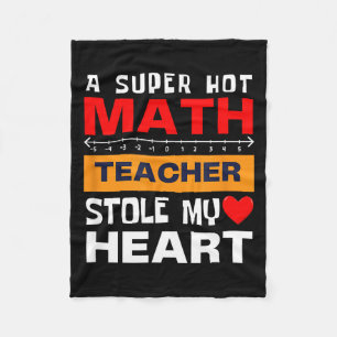 Vintage Math Saying Super Hot Teacher Heart Humor Fleece Blanket