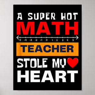 Vintage Math Saying Super Hot Teacher Heart Humor Poster