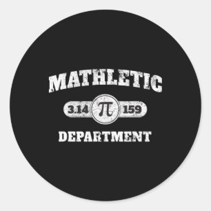 Vintage Mathletic Department 3.14159 Pi Day Math L Classic Round Sticker
