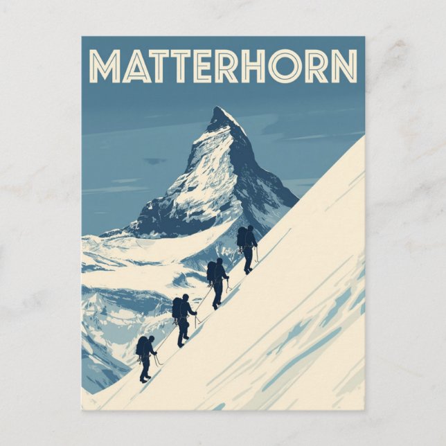 Vintage Matterhorn Swiss Alps Mountaineer Postcard (Front)