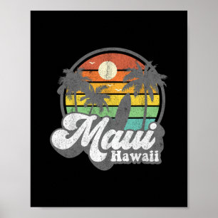 Vintage Maui Hawaii Hawaiian Beach Surfing 70's Su Poster
