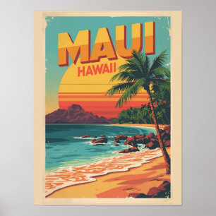 Vintage Maui hawaii tropical beach souvenirs gifts Poster