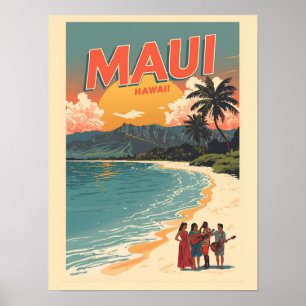 Vintage Maui hawaii tropical beach souvenirs gifts Poster