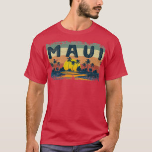Vintage Maui Sunset Hawaii Retro 70s Beach Palm Tr T-Shirt