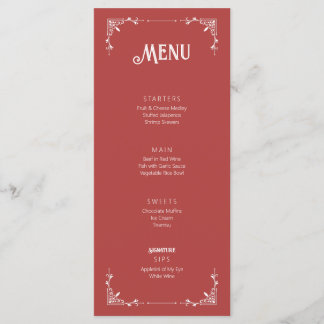 Vintage Mauve Birthday Menu Flat Card