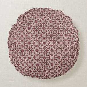 Vintage Mauve Floral Round Pillow