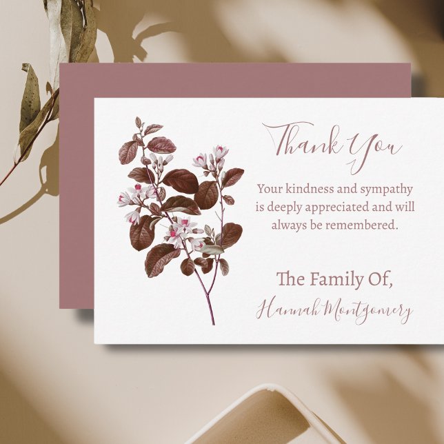 Vintage Mauve Floral Sympathy Thank You Cards (Creator Uploaded)