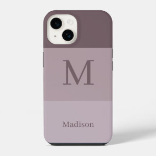 Vintage Mauve Monogram Name iPhone 14 Case