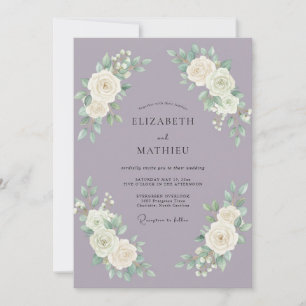 Vintage Mauve Painted Peony Wedding Invitation