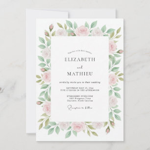 Vintage Mauve Sage Petal Wedding Invitation