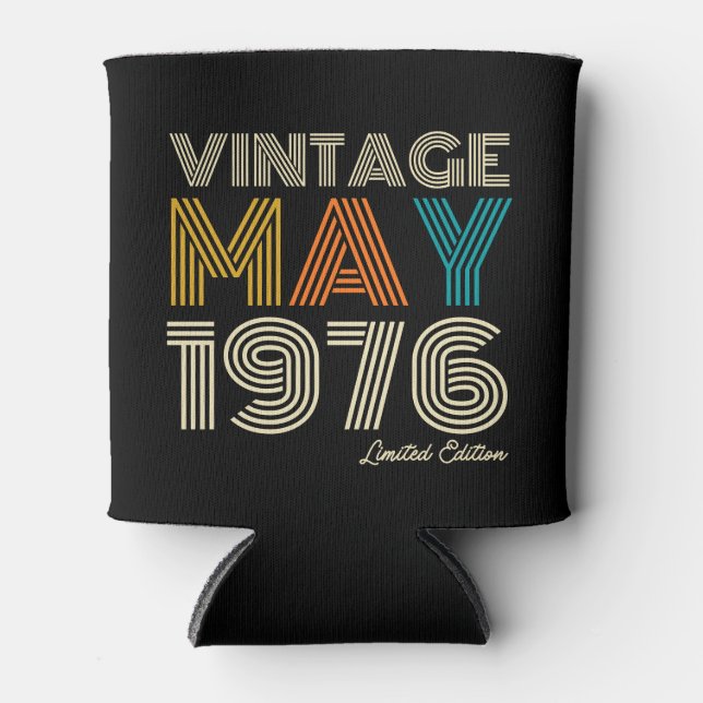 Vintage MAY 1976 Custom Year Can Cooler (Front)